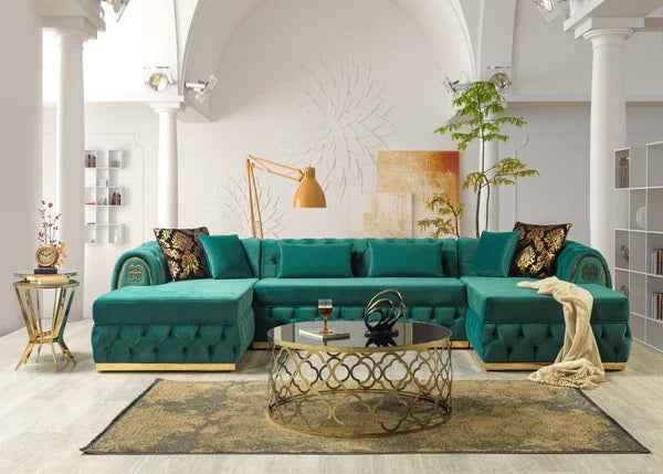 Jess Velvet Green Double Chaise Sectional.New Arrival.