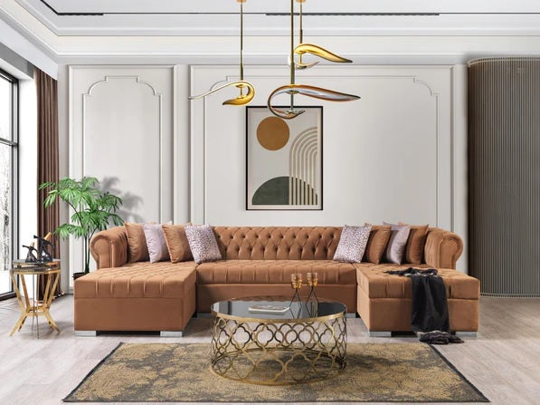 Lauren Velvet Mocha Double Chaise Sectional