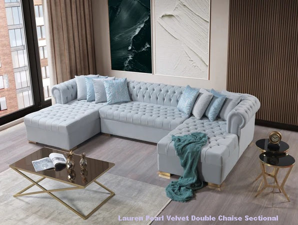 Lauren Pearl Velvet Double Chaise Sectional.New Arrival