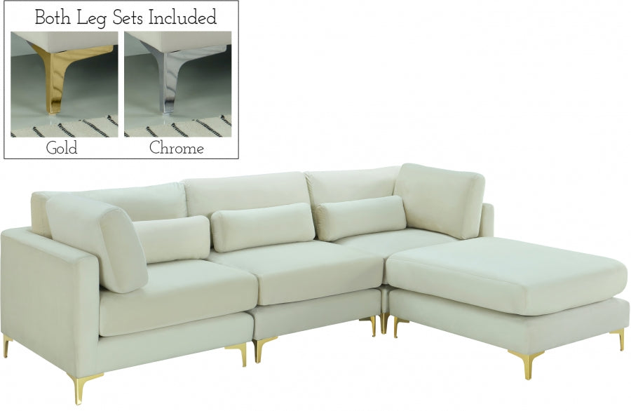 Julia Velvet Modular Reversible Seccional Crema