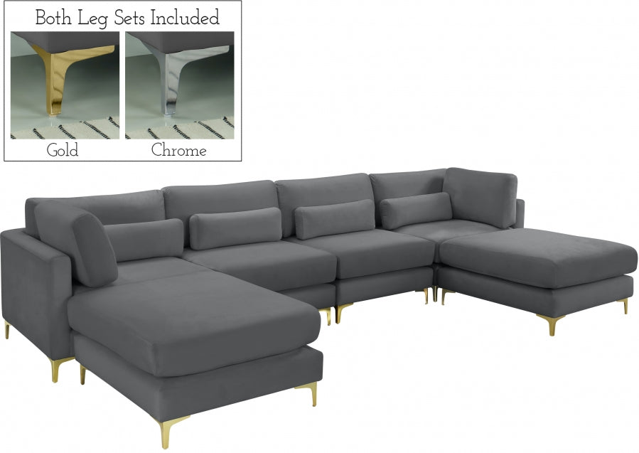 Julia Velvet Modular Reversible Seccional Gris