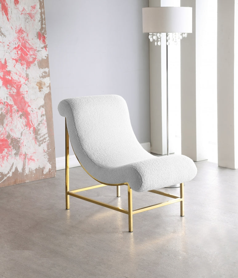 Silla decorativa Nube de piel de oveja sintética, color blanco