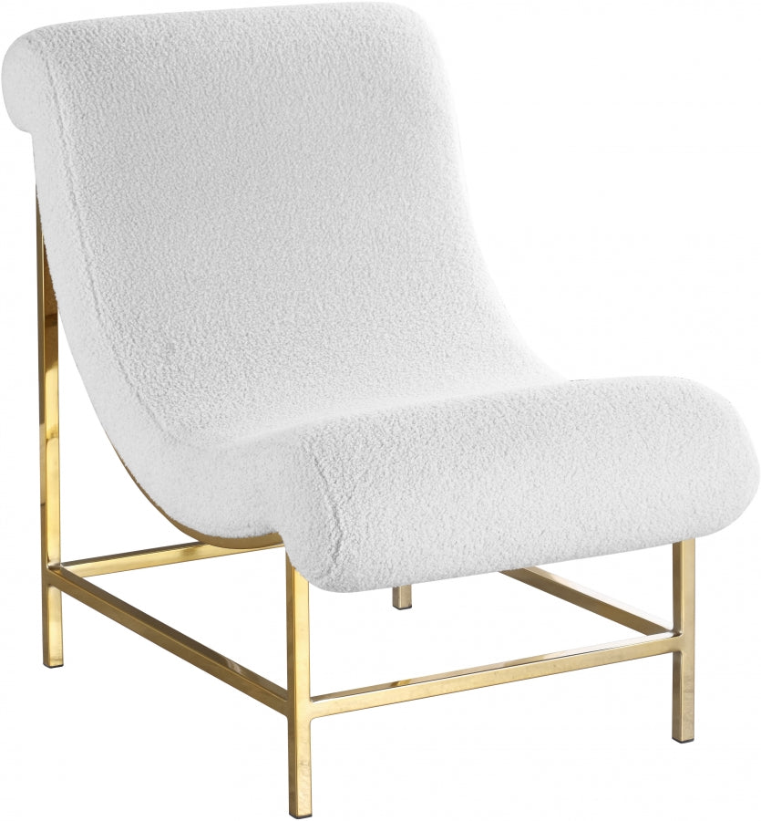 Silla decorativa Nube de piel de oveja sintética, color blanco