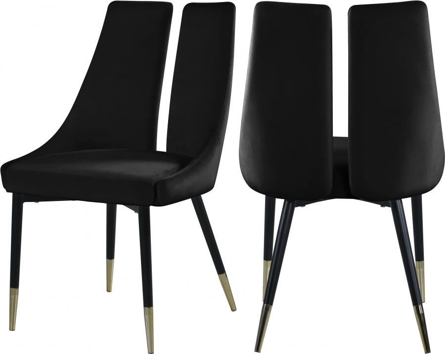 Elegante silla de comedor de terciopelo negra