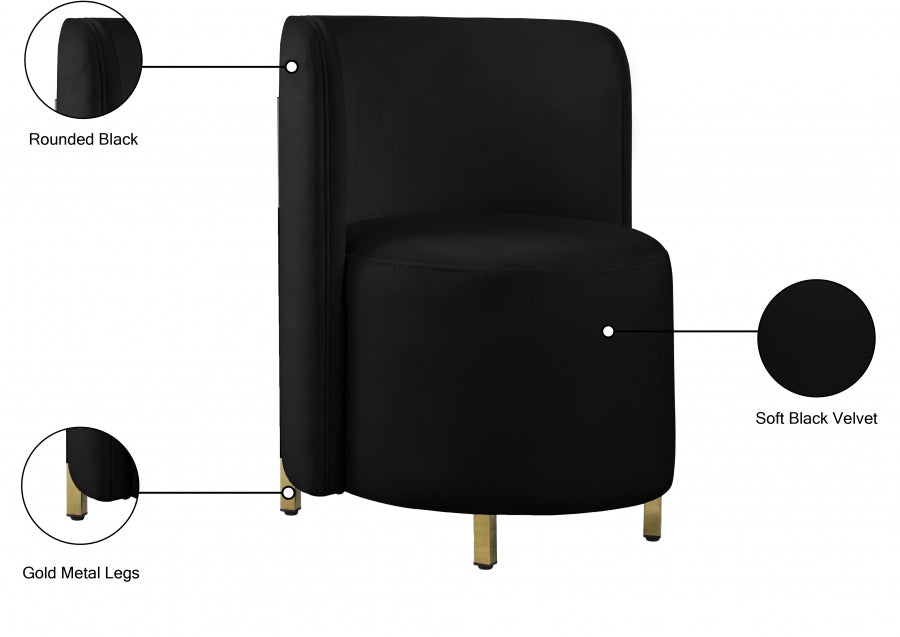 Silla Rotunda de terciopelo negro