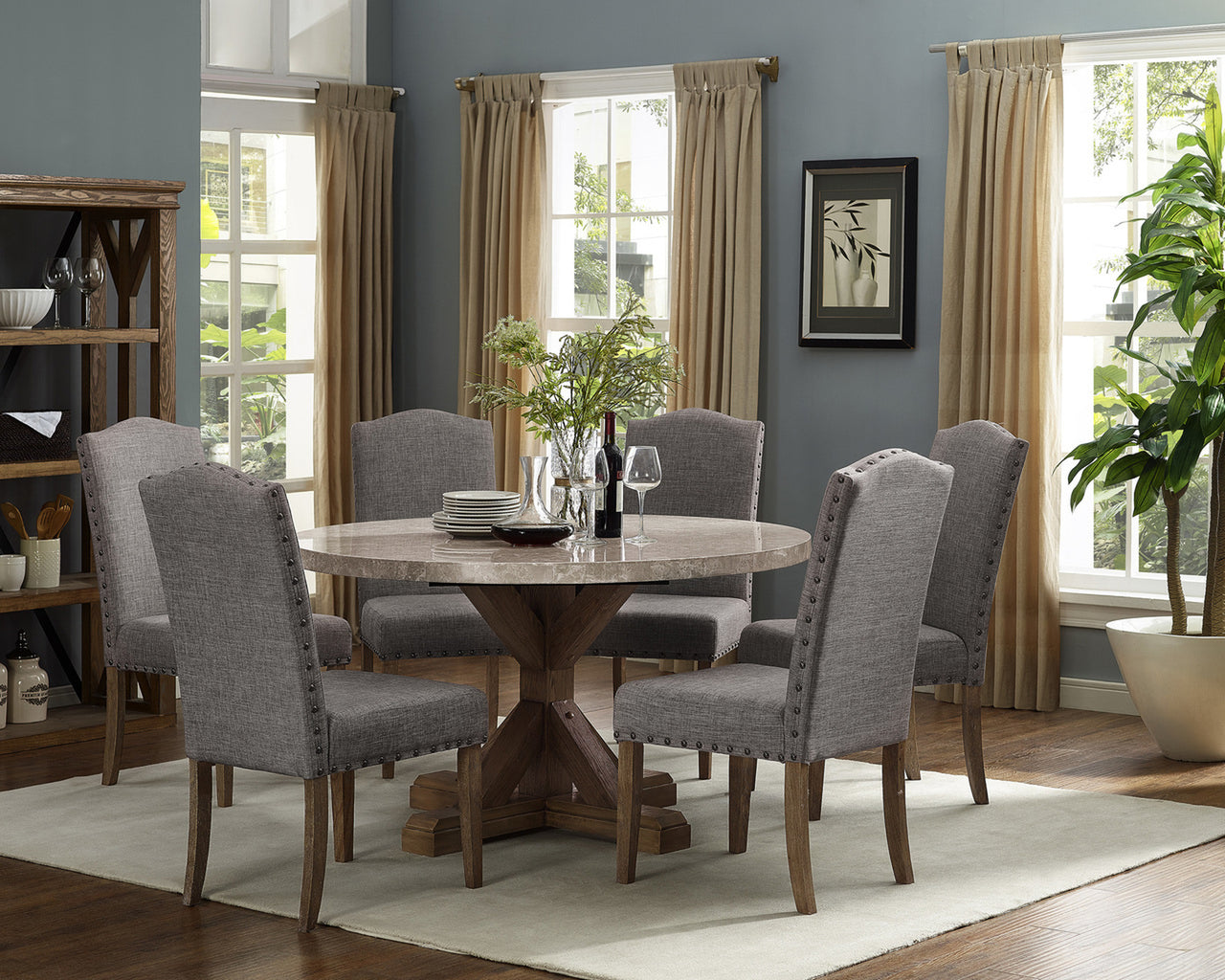 1211 RD-5P VESPER MARBLE ROUND DINING TABLE 5 PIECE SET. COMING SOON