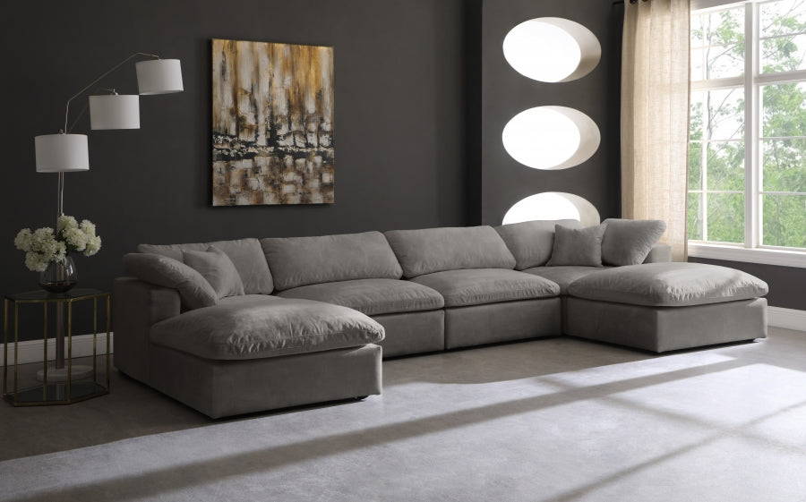 Acogedor terciopelo modular relleno de fibra, comodidad similar a una nube, mullido, reversible, seccional, gris