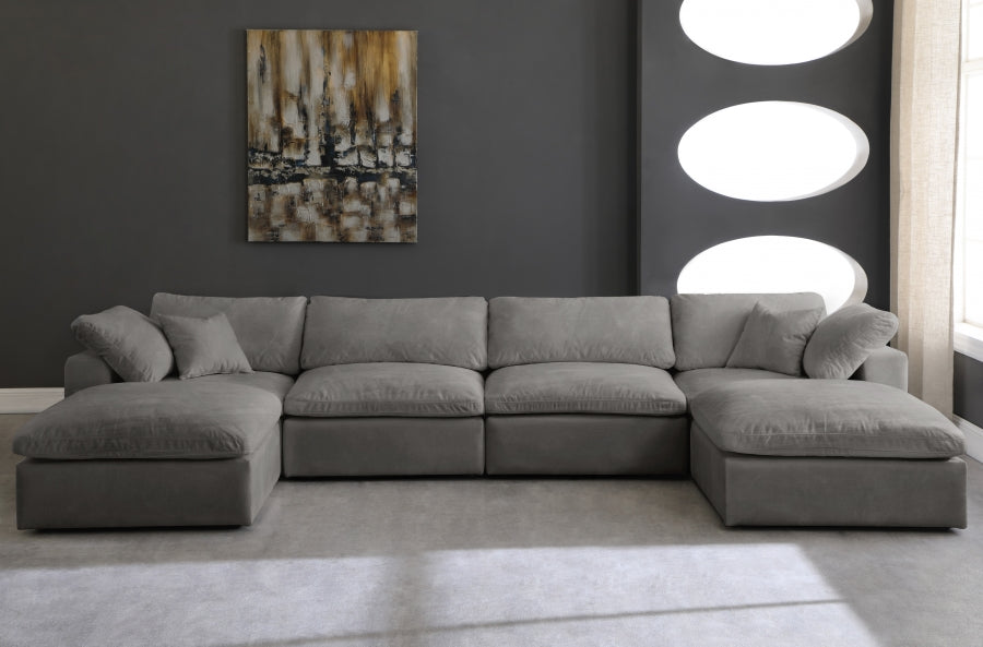 Acogedor terciopelo modular relleno de fibra, comodidad similar a una nube, mullido, reversible, seccional, gris