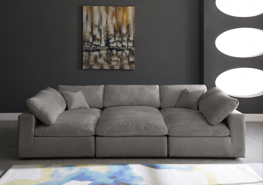 Acogedor terciopelo modular relleno de fibra, comodidad similar a una nube, mullido, reversible, seccional, gris