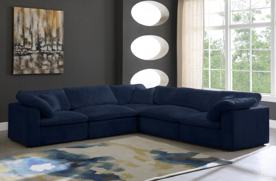 Acogedor terciopelo modular relleno de fibra, comodidad similar a una nube, mullido, reversible, seccional, azul