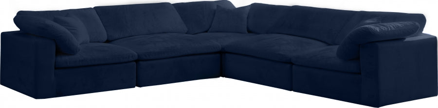 Acogedor terciopelo modular relleno de fibra, comodidad similar a una nube, mullido, reversible, seccional, azul