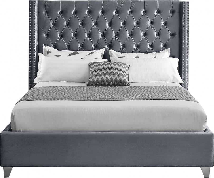 Aiden Velvet Bed Grey