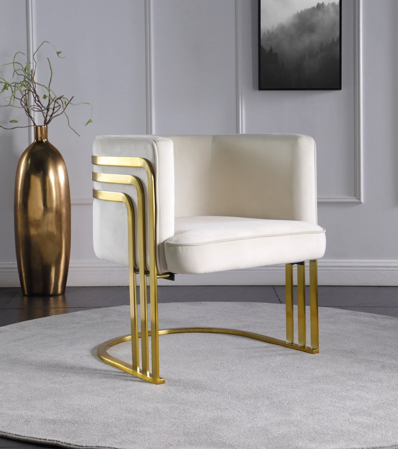 Silla decorativa Rays de terciopelo blanco