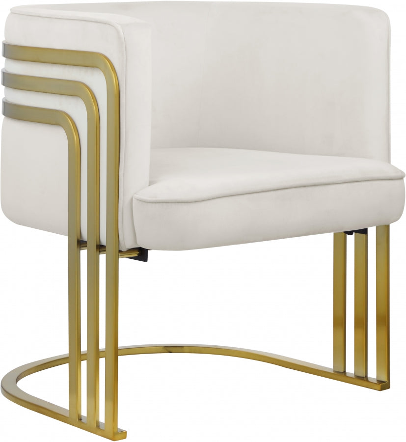 Silla decorativa Rays de terciopelo blanco