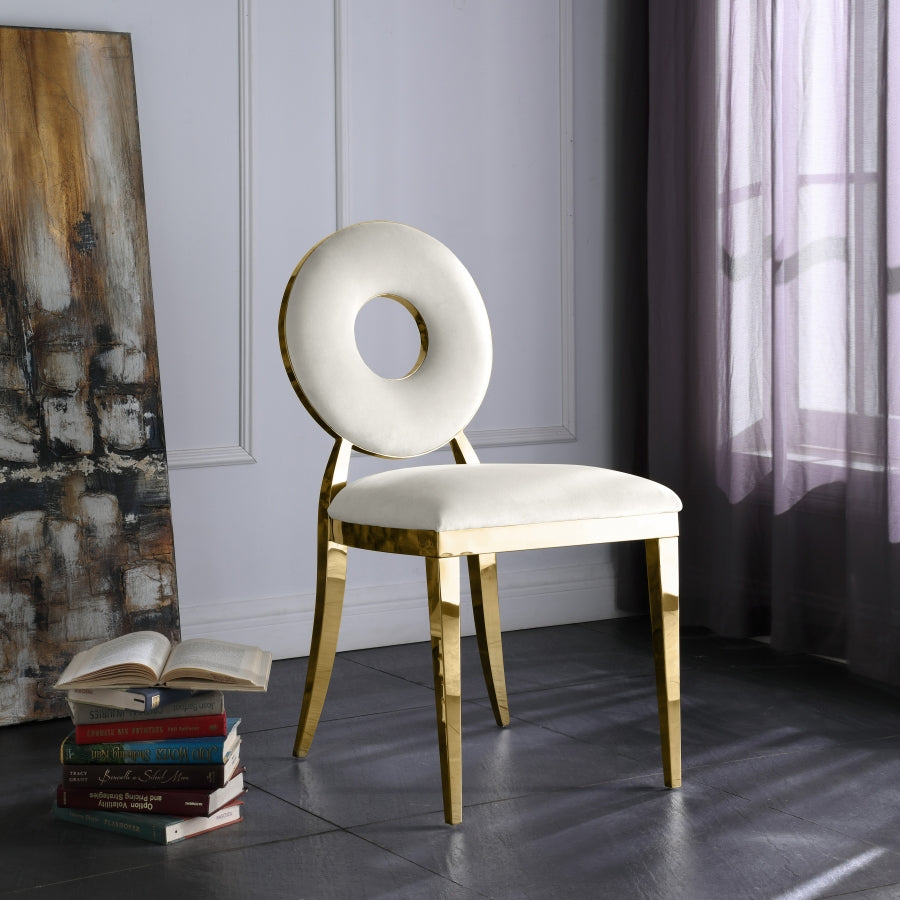 Silla de comedor Carrusel de terciopelo Crema