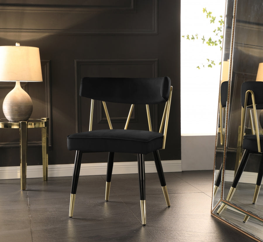 Silla de comedor Rheingold de terciopelo negro