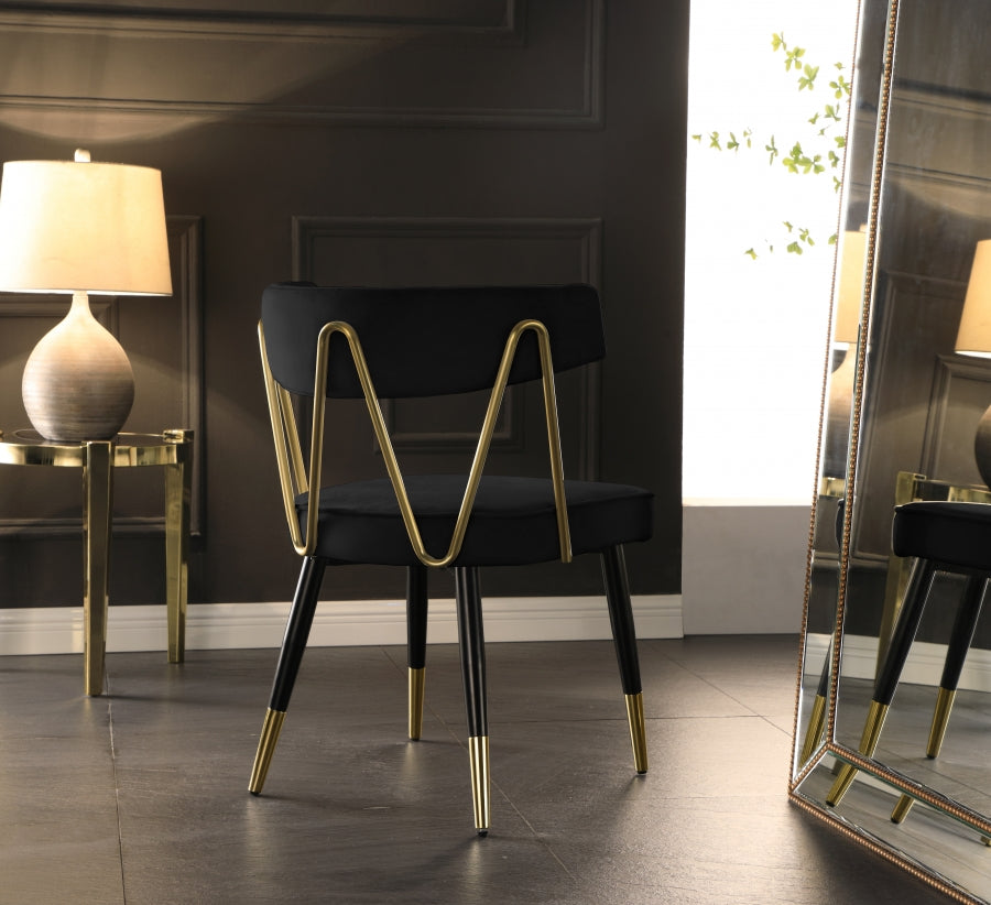 Silla de comedor Rheingold de terciopelo negro