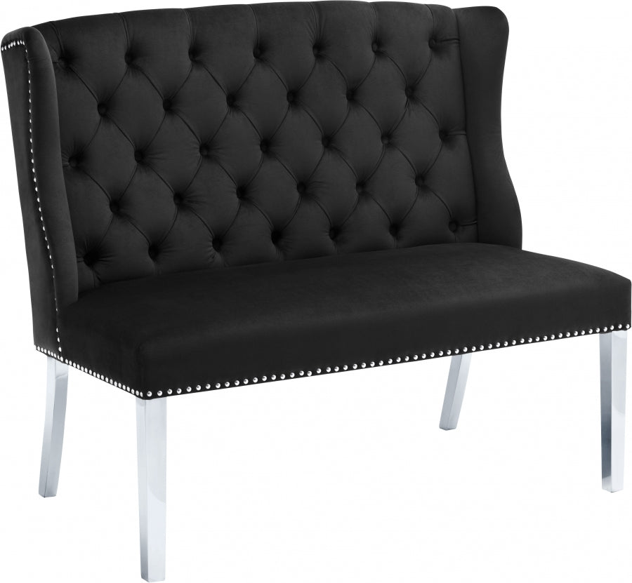 Suri Velvet Settee Bench Black