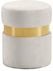Hailey Cream Velvet Ottoman/Stool image