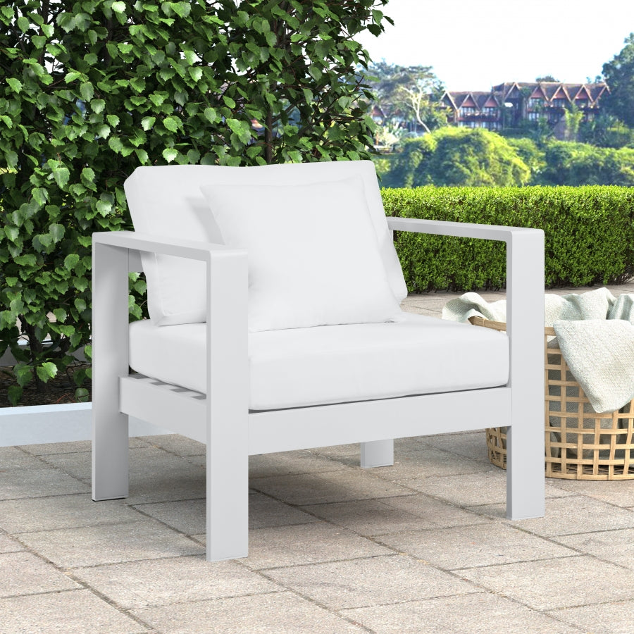 Sillón modular de aluminio para patio exterior Nizuc, color blanco