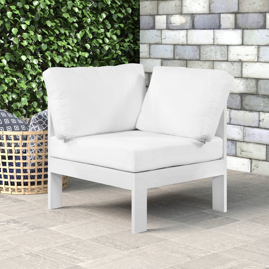 Silla esquinero modular de aluminio para patio exterior Nizuc, color blanco
