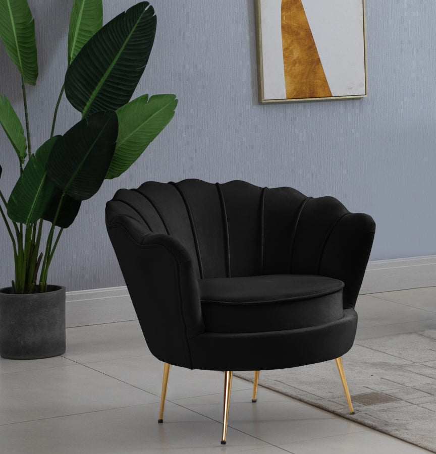 Silla Gardenia de terciopelo negro