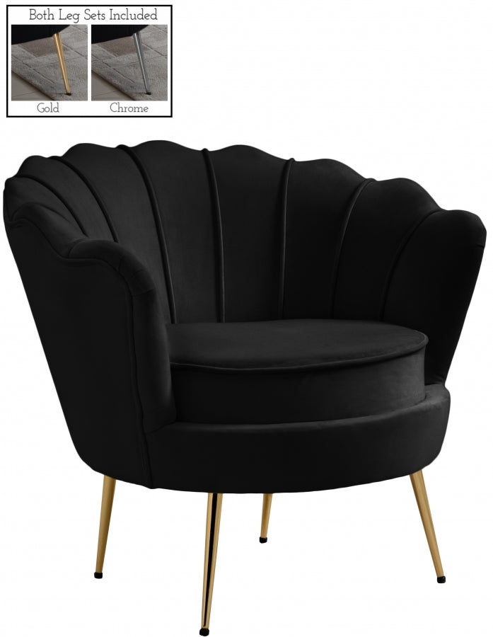 Silla Gardenia de terciopelo negro