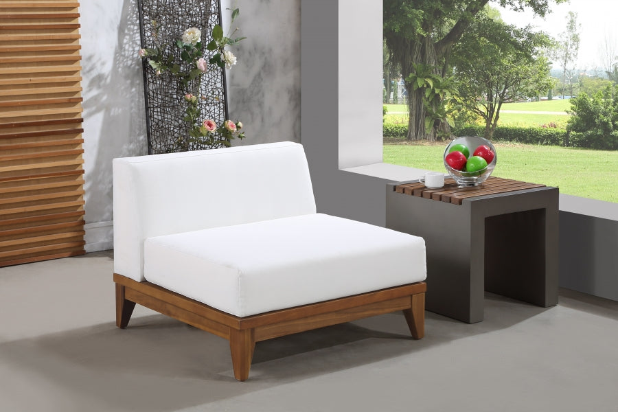 Silla modular sin brazos de tela impermeable color blanco roto para exteriores Rio