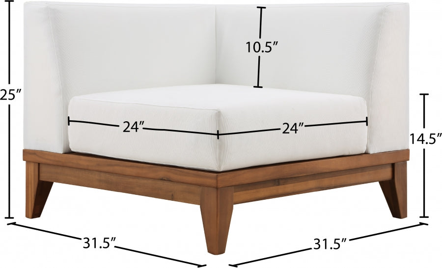 Silla esquinero modular impermeable color blanco roto para exteriores Rio