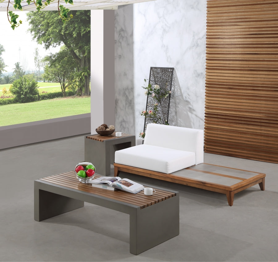 Silla doble modular impermeable de color blanco roto para exteriores Rio