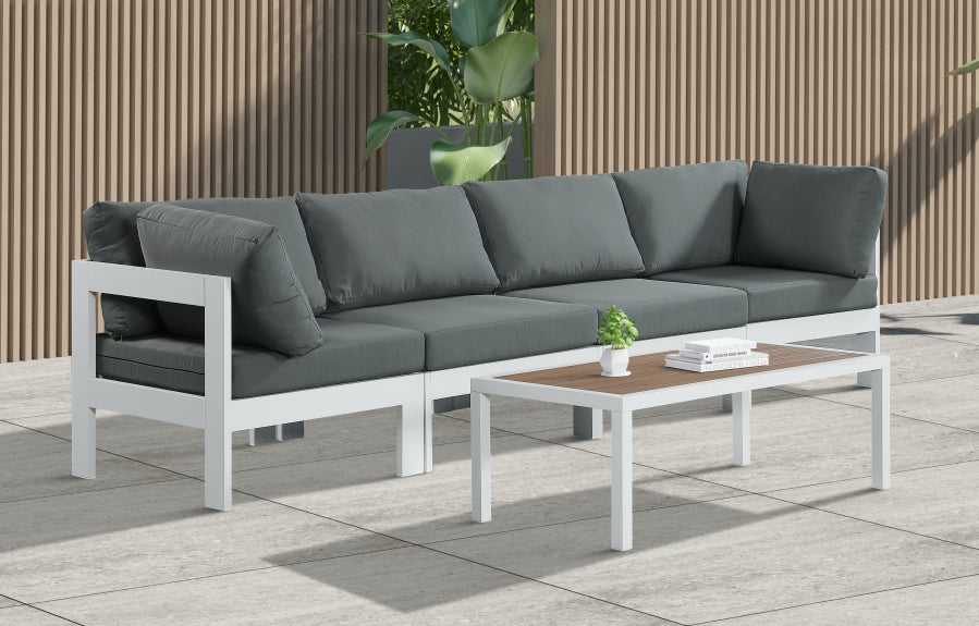 Sofá modular de aluminio para patio exterior Nizuc, 4 piezas, gris