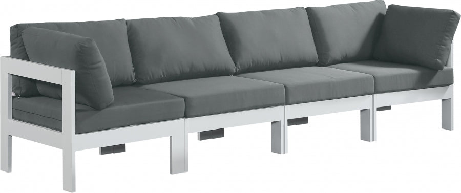 Sofá modular de aluminio para patio exterior Nizuc, 4 piezas, gris