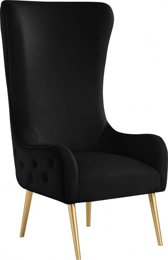 Silla decorativa de terciopelo Alexander negro