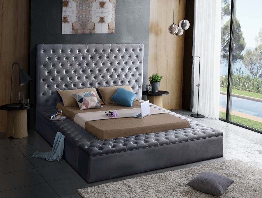 Bliss Velvet Bed Grey