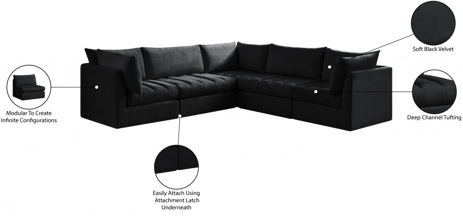 Jacob Velvet Modular Seccional Negro