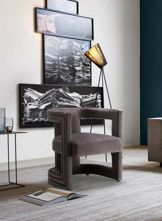 Silla decorativa/comedor de terciopelo Blair gris
