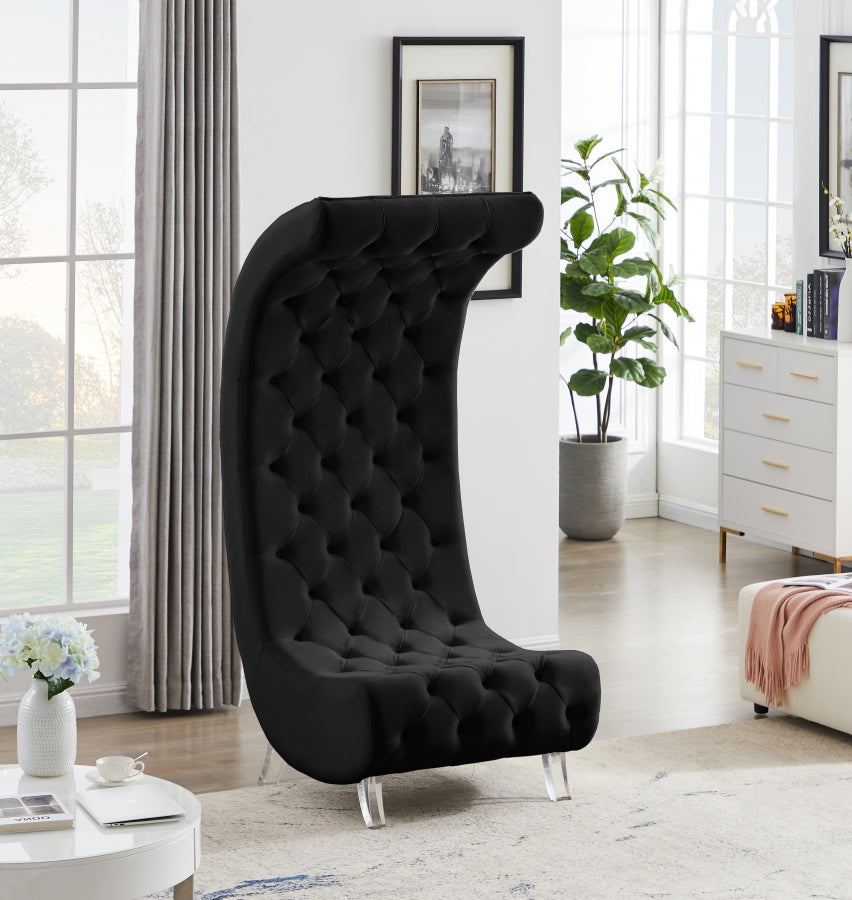 Silla Crescent Terciopelo Negro