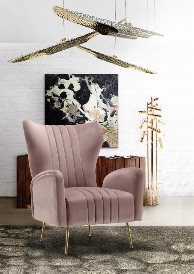 Silla decorativa de terciopelo Opera rosa