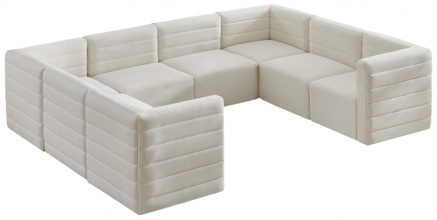 Quincy Velvet Modular Cloud-Like Comfort Seccional Crema