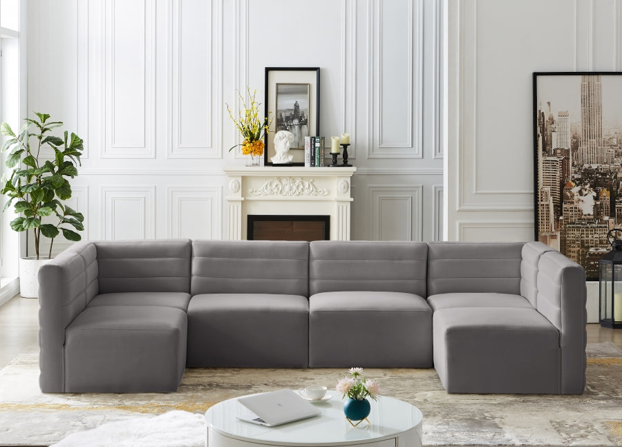 Quincy Velvet Modular Cloud-Like Comfort Seccional Gris