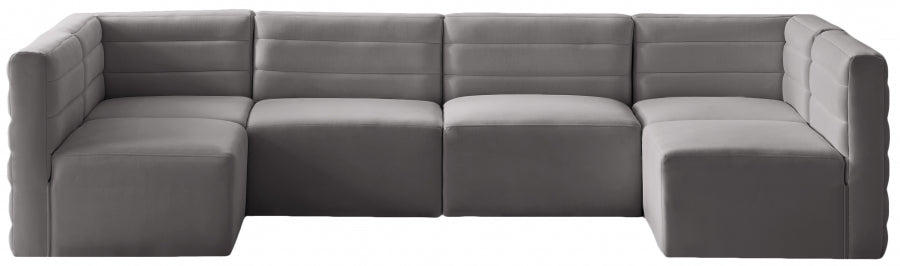 Quincy Velvet Modular Cloud-Like Comfort Seccional Gris