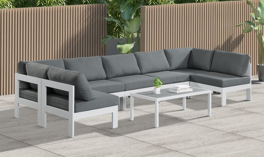 Nizuc Patio exterior aluminio modular seccional 7 piezas gris