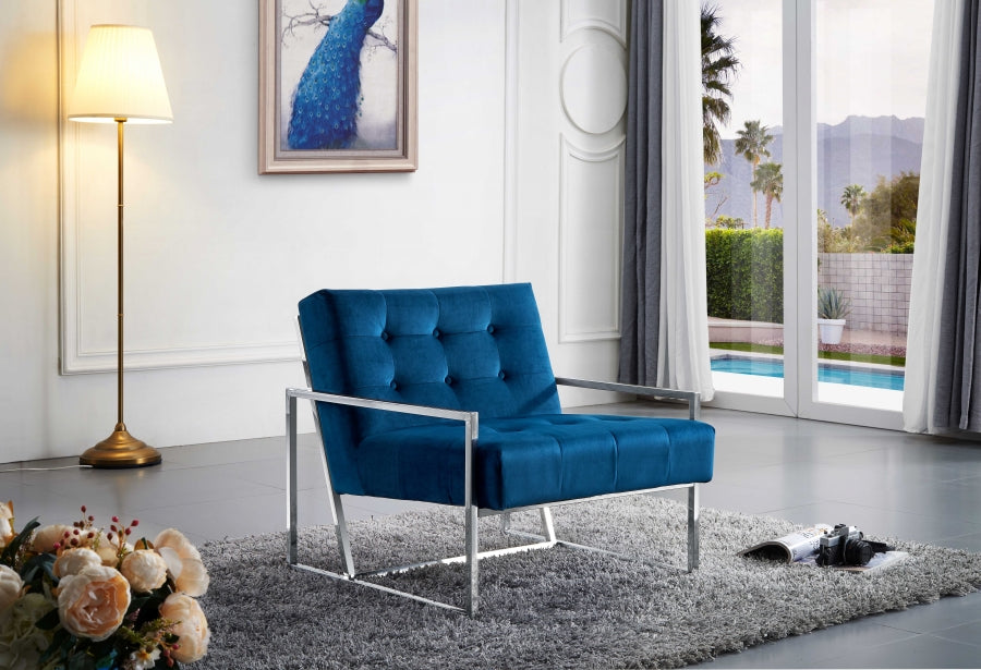 Silla decorativa Alexis de terciopelo azul