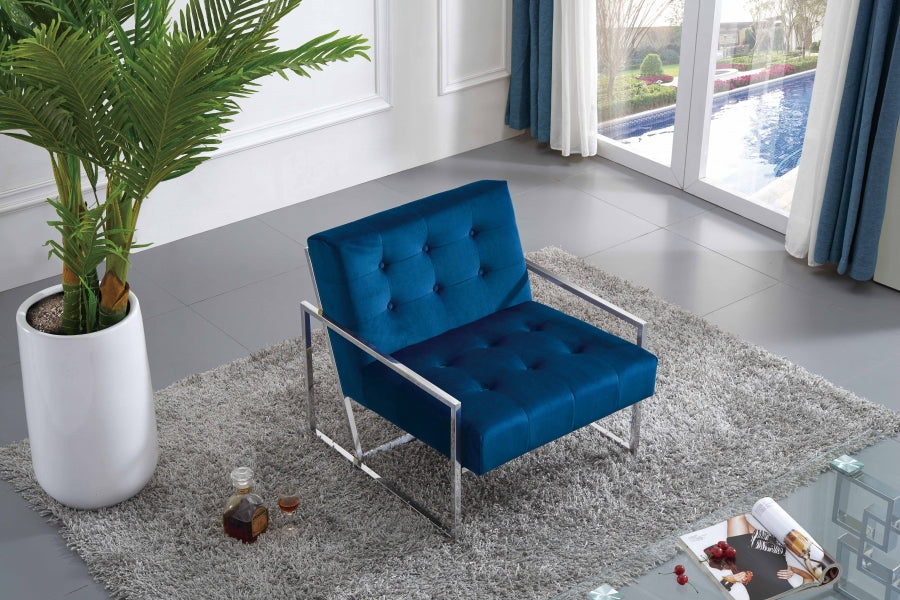 Silla decorativa Alexis de terciopelo azul