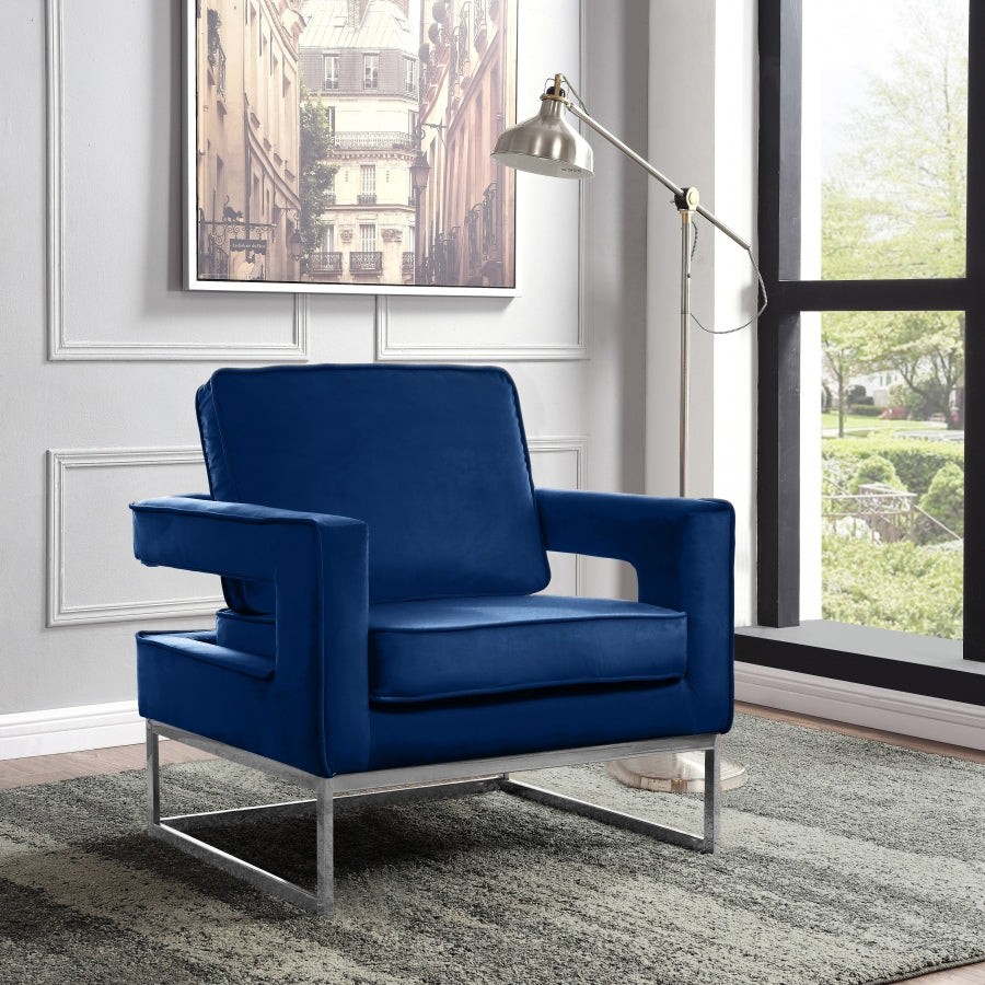 Silla decorativa de terciopelo Noah azul