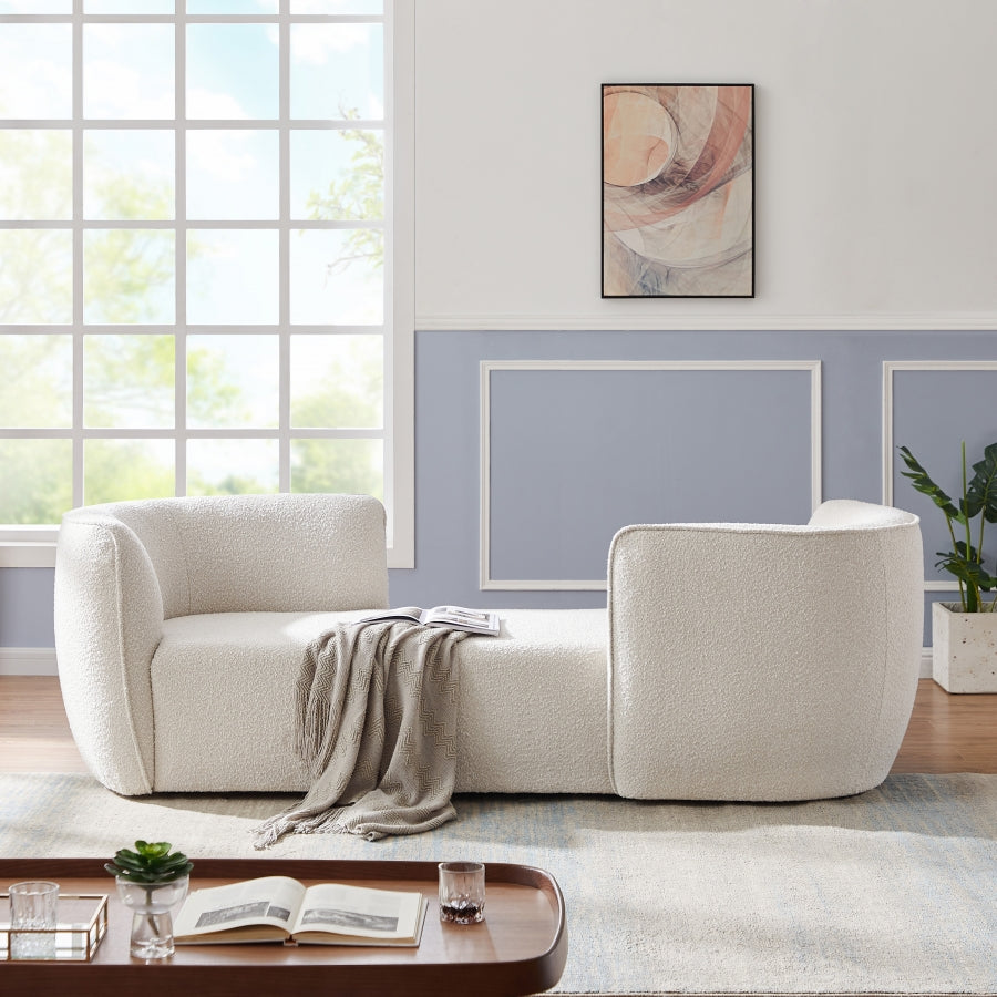 Chaise lounge de tela Hilton Boucle Crema