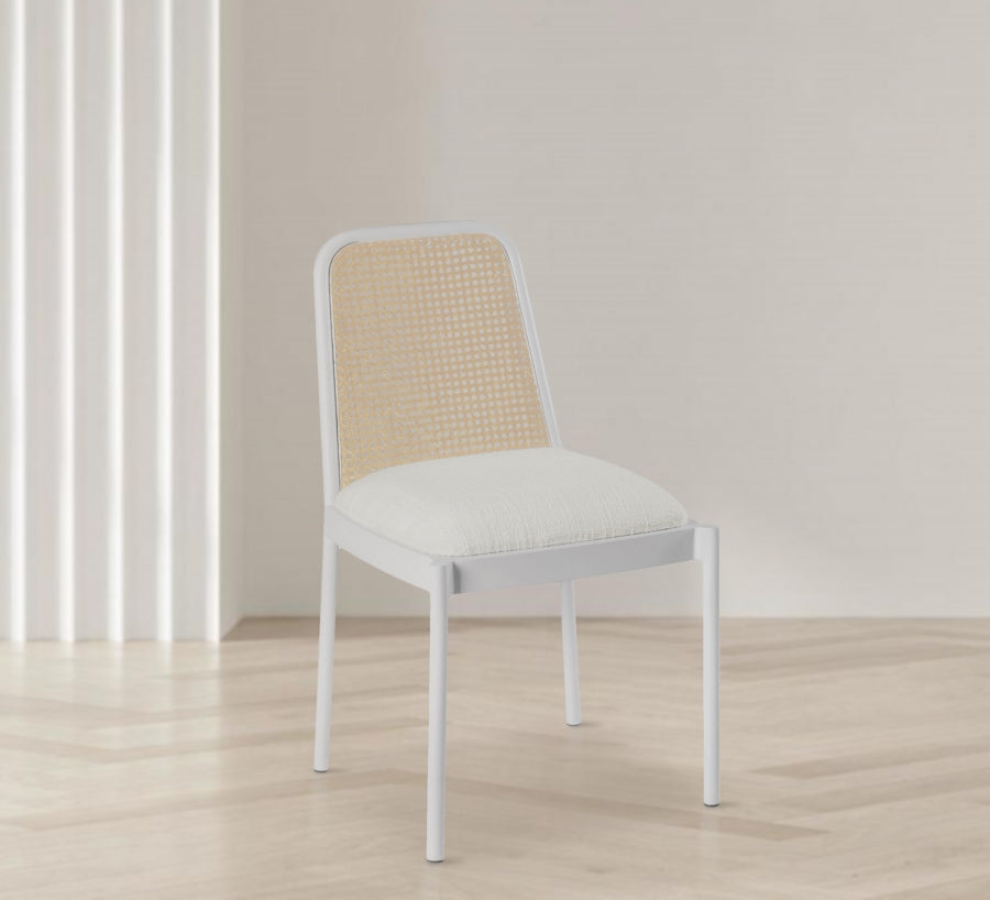 Silla de comedor Atticus Boucle de tela blanco