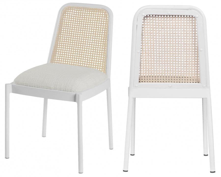 Silla de comedor Atticus Boucle de tela blanco