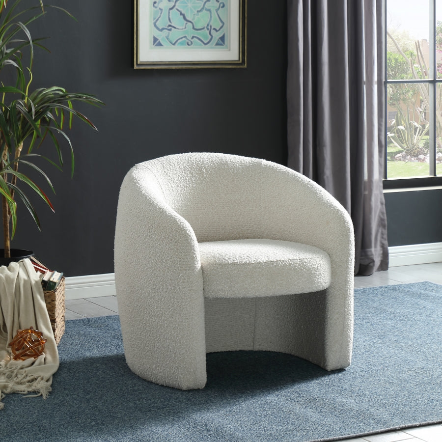 Silla decorativa de tela Acadia Boucle blanca