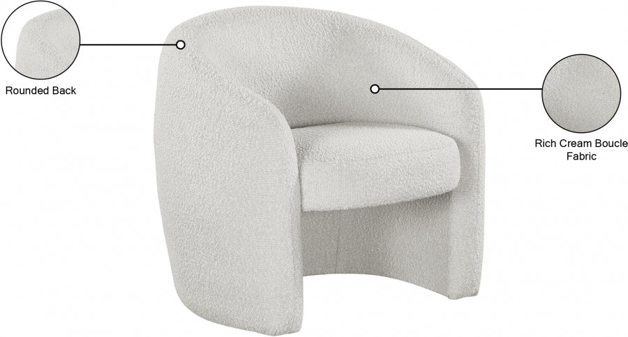 Silla decorativa de tela Acadia Boucle blanca